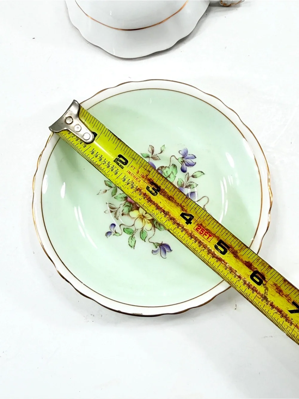 RARE Vintage PARAGON Bone China Teacup Cup & Saucer Double Warrant Mother Green